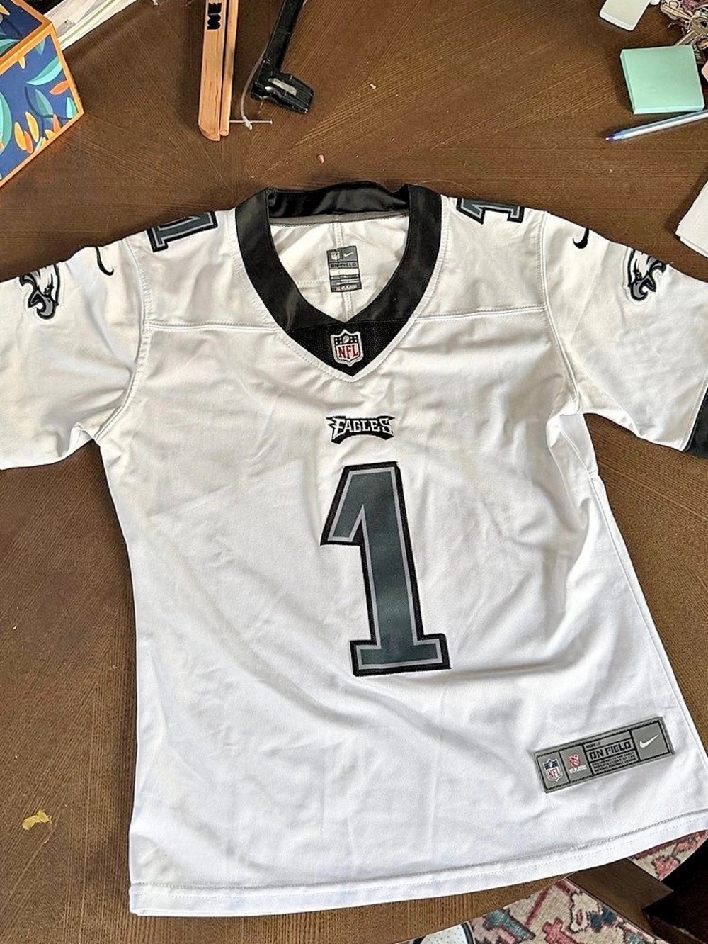 Nike Philadelphia Eagles Jalen Hurts #1 Game Jersey White & Black